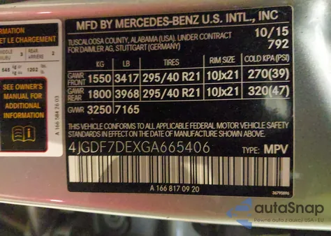 2016 Mercedes-Benz Gl 550 4Matic из США, поврежденный, VIN 4JGDF7DEXGA665406